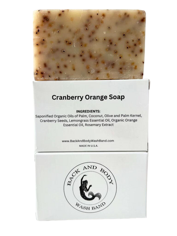 Back and Body Wash Band 4oz. Organic Cranberry Orange Soap Bar