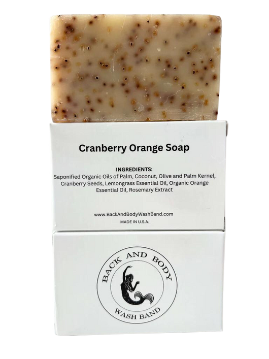 Back and Body Wash Band 4oz. Organic Cranberry Orange Soap Bar