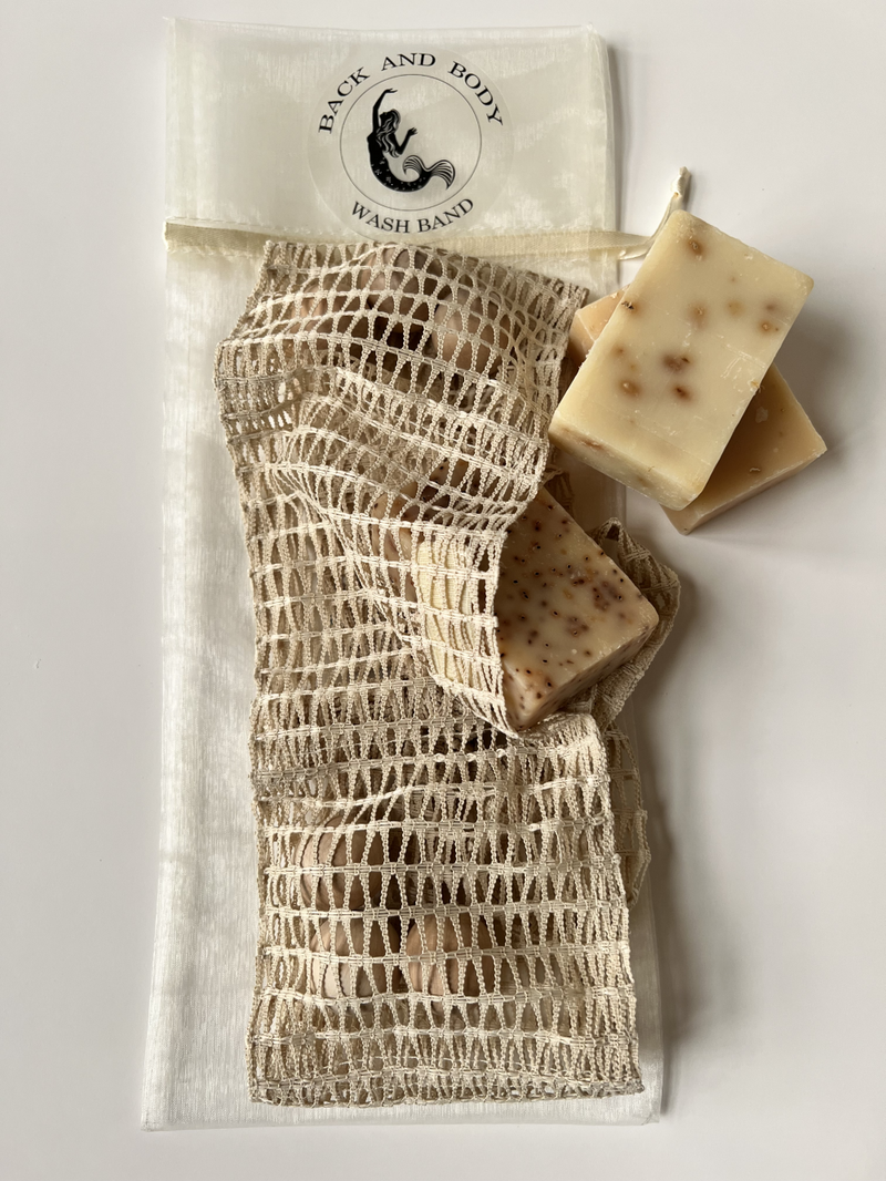 Naples - Back & Body Wash Band with Organic Cranberry Orange Soap Bar, Organic Lavender Blossom Soap Bar and Organic Lavender Oatmeal Soap Bar